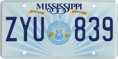 MS license plate ZYU839