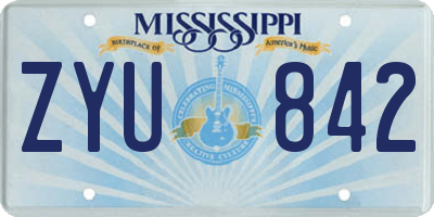 MS license plate ZYU842