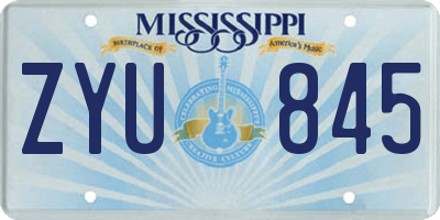 MS license plate ZYU845