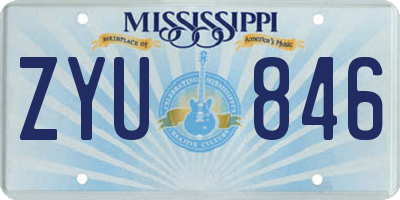 MS license plate ZYU846