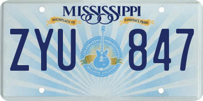MS license plate ZYU847