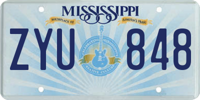 MS license plate ZYU848