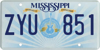 MS license plate ZYU851