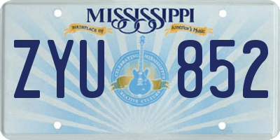 MS license plate ZYU852