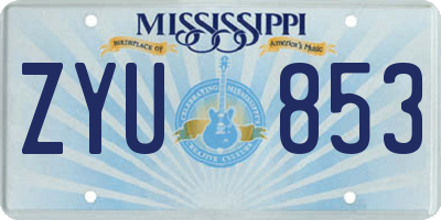 MS license plate ZYU853