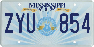 MS license plate ZYU854