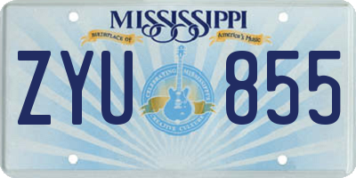 MS license plate ZYU855