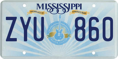 MS license plate ZYU860