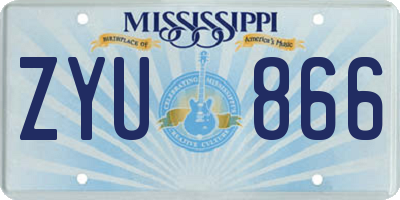 MS license plate ZYU866