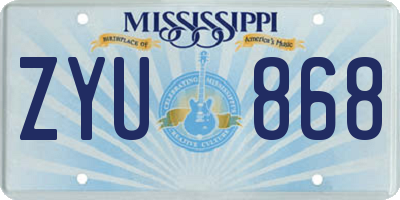 MS license plate ZYU868