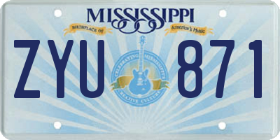 MS license plate ZYU871