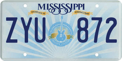 MS license plate ZYU872