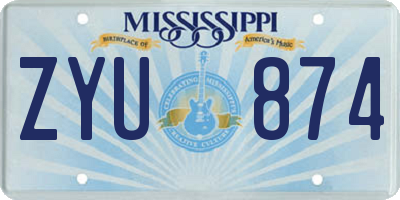 MS license plate ZYU874