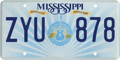 MS license plate ZYU878