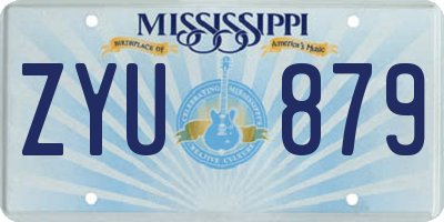MS license plate ZYU879