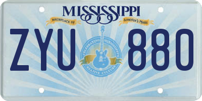 MS license plate ZYU880