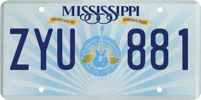 MS license plate ZYU881