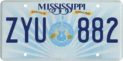MS license plate ZYU882