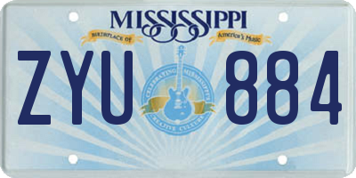 MS license plate ZYU884