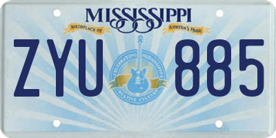MS license plate ZYU885