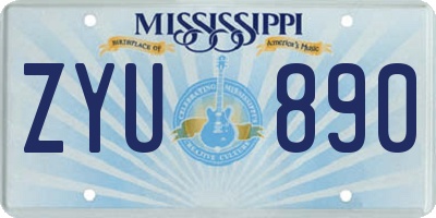 MS license plate ZYU890