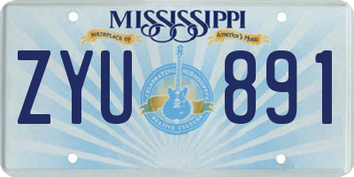 MS license plate ZYU891