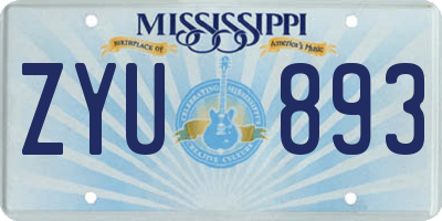 MS license plate ZYU893