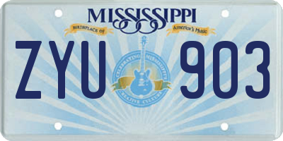 MS license plate ZYU903