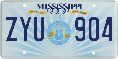 MS license plate ZYU904