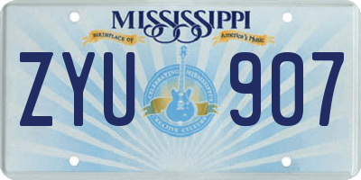 MS license plate ZYU907