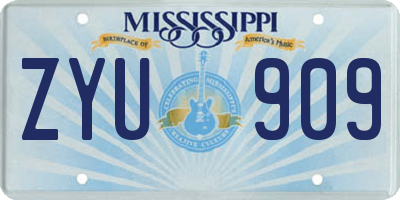MS license plate ZYU909