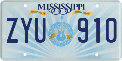 MS license plate ZYU910