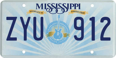 MS license plate ZYU912