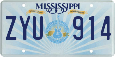 MS license plate ZYU914