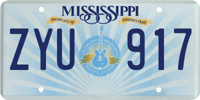 MS license plate ZYU917
