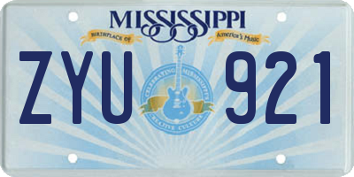 MS license plate ZYU921