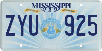 MS license plate ZYU925