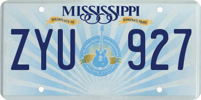 MS license plate ZYU927