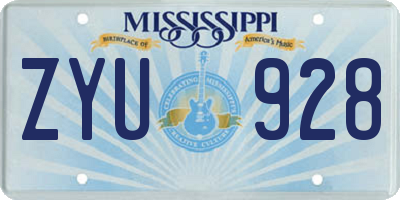 MS license plate ZYU928