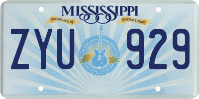 MS license plate ZYU929