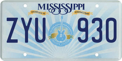 MS license plate ZYU930