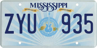 MS license plate ZYU935