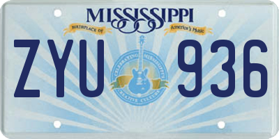 MS license plate ZYU936