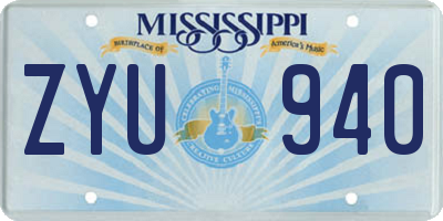 MS license plate ZYU940