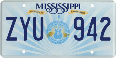 MS license plate ZYU942