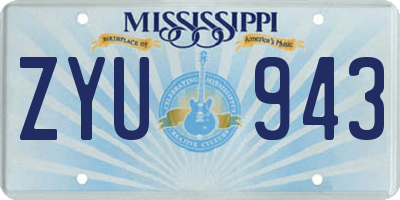 MS license plate ZYU943