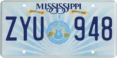 MS license plate ZYU948