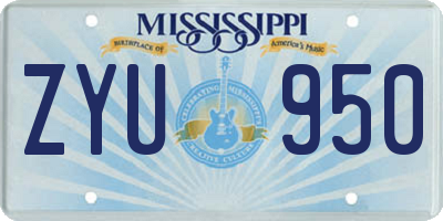 MS license plate ZYU950