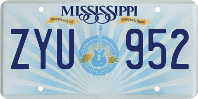 MS license plate ZYU952