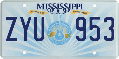 MS license plate ZYU953